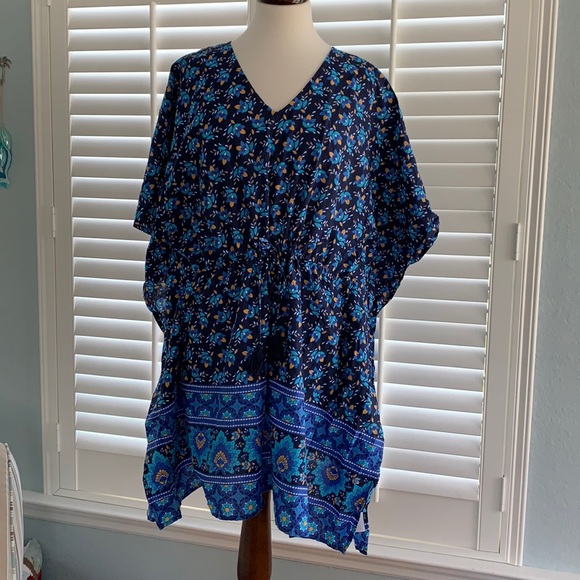 Lands’ End Kaftan Swim Cover-up sz M (10-12) NWOT - Picture 4 of 12